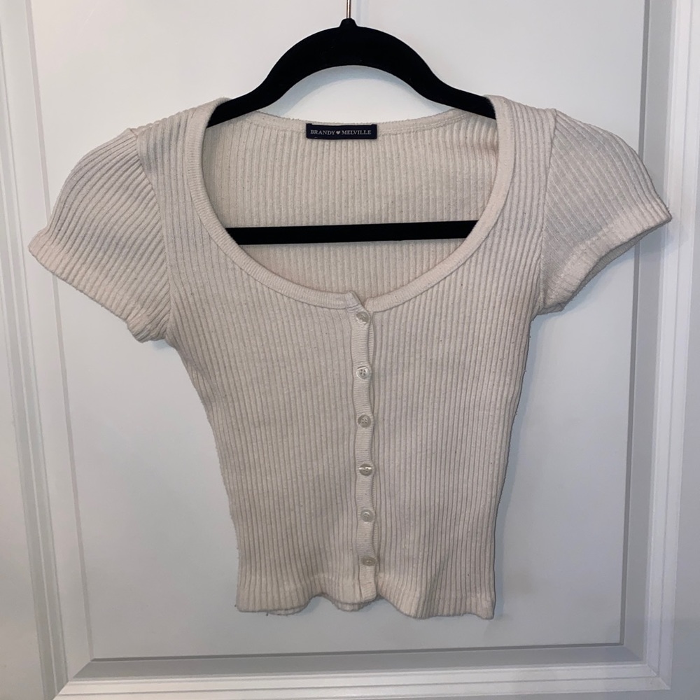 Cream Button down crop top